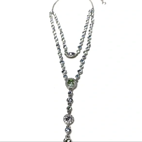 Givenchy | NWT Double Layered Crystal Rhodium Pave Y-Necklace - Picture 5 of 15